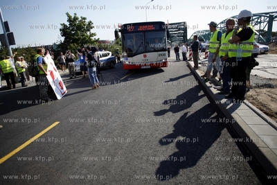 Gdansk. Ul. Kosciuszki. Protest podwykonawców Hydrobudowy,...