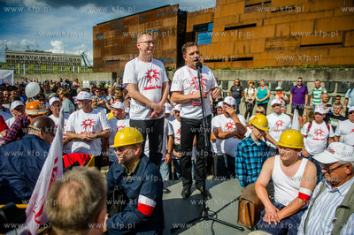 Gdansk. Plac Solidarnosci. Pokojowa manifestacja zwiazkowcow,...