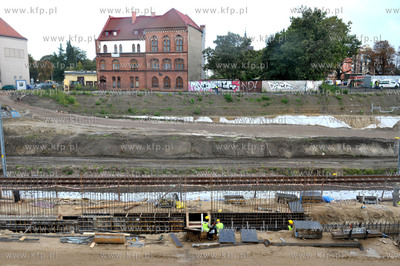 Gdansk. Prace budowlane przy budowie nowego przystanku...
