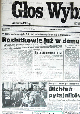 Wycinki z trojmiejskich gazet dotyczacych zatoniecia...