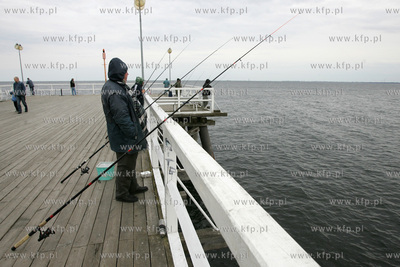 Wedkarze lowiacy belone z mola w Gdyni Orlowie. 18.05.2005...