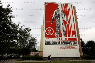 Gdansk Zaspa. Mural z okazji 30 lecia Solidarnosci...