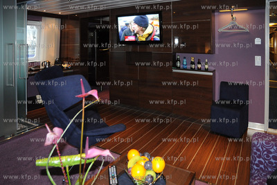 Uroczystosc chrztu nowego promu Stena Line zacumowanego...