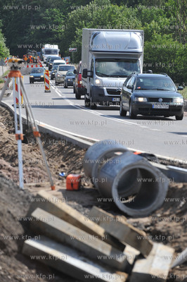 Lezno woj. Pomorskie. Remont drogi krajowej nr 7 pomiedzy...