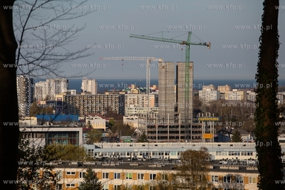 Gdańsk, Oliwa. Panorama Przymorza i Oliwy, budowa...