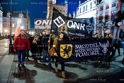Gdansk. Dzien Gniewu. Manifestacja pod haslem 5 X NIE...
