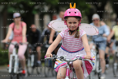 Wielki przejazd rowerowy. Na zdjęciu cykliści na...