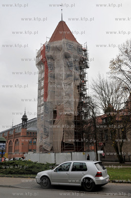 Remont baszty Jacek na ul. Panskiej w Gdansku. Widok...