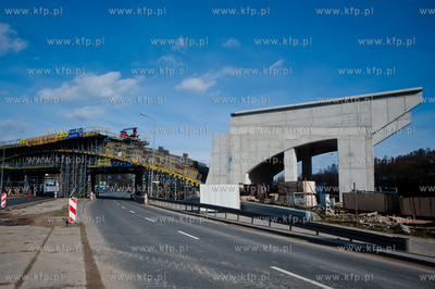 Gdansk. Budowa wiaduktu na ul. Slowackiego, bedacego...
