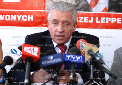 Konferencja z udzialem lidera Samoobrony Andrzeja Leppera,...