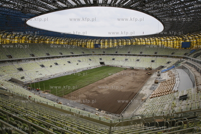 Gdansk Letnica. Budowa stadionu pilkarskiego PGE Arena....