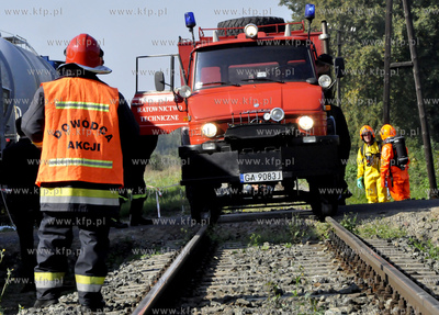 Kwidzyn. Cwiczenia sluzb ratowniczych. Wypadek kolejowy...
