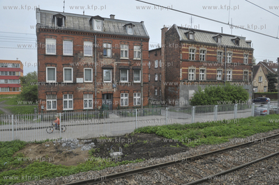 Gdańsk Orunia widziana z okien pociągu. Ul. Przy...