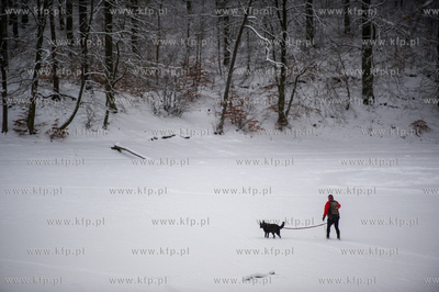 Sniezny zimowy dzien nad jeziorem Otominskim.
21.01.2016
fot....