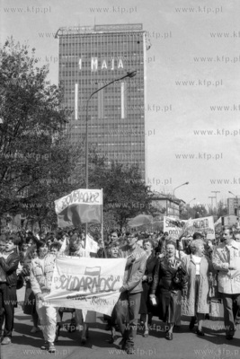 Gdansk, ul. Heweliusza. Manifestacja Solidarnsci podczas...