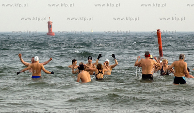 Gdynskie morsy zbieraly pieniadze na WOSP podczas niedzielnej...