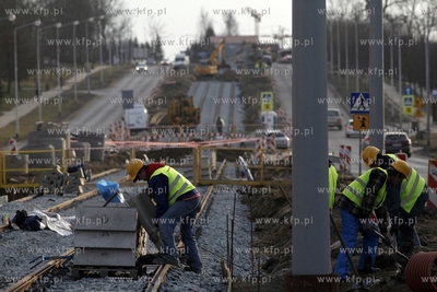 Budowa linii tramwajowej na gdańskiej Morenie. 25.02.2015...