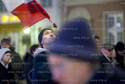 Gdańsk. Długi Targ. Protest studentów i studentko...