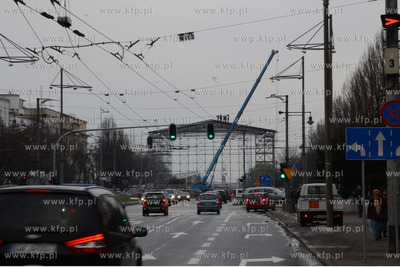 Gdynia, Skwer Kosciuszki. Budwa sceny na koncert sylwestrowy...
