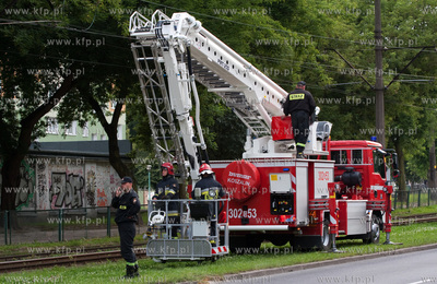 Gdansk. Uszkodzona przez drzewa trakcja tramwajowa...