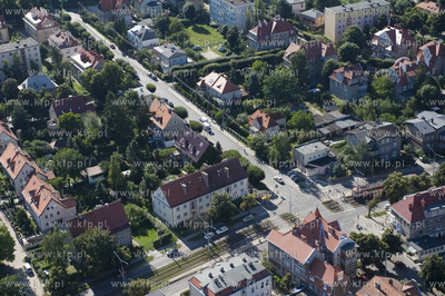 Gdansk Oliwa z lotu ptaka. Skrzyzowanie ul. Henryka...