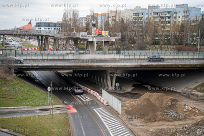 Zaspa. Rozbiórka kładki nad al. Rzeczypospolitej...