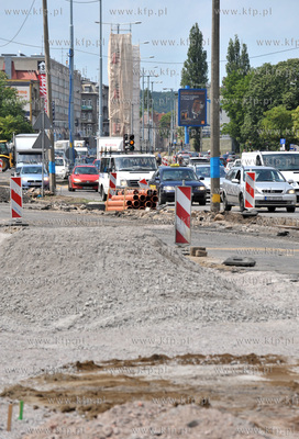 Gdansk. Remont al. Grunwaldzkiej na wysokosci C.H....