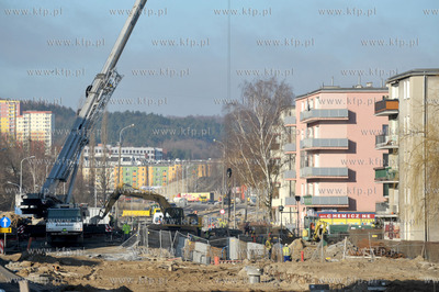 Prace budowlane na Trasie Slowackiego w okolicy ul....