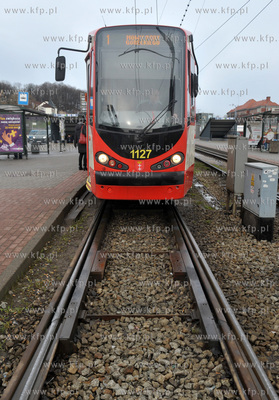 Tramwaj ZKM na wezle Okopowa w Gdansku. 01.04.2015...