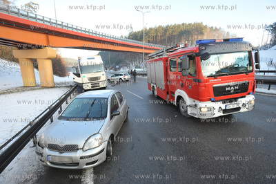 Karambol na trojmiejskiej obwodnicy na wysokosci zjazdu...