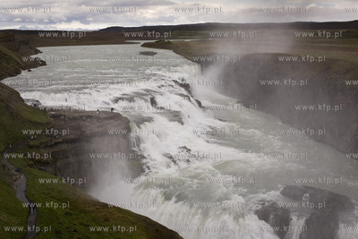 Islandia krajobraz wyspy, Gullfoss - zloty wodospad...