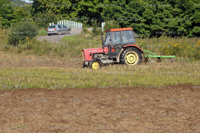 Orka na polu w Leznie na Kaszubach przy drodze w kierunku...