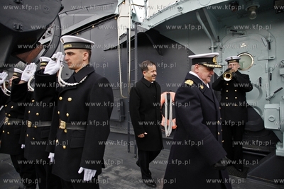 Gdynia. ORP Blyskawica. Wizyta ambasadora Stanow Zjednoczonych...