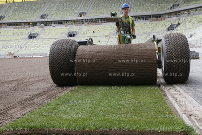 Gdansk Letnica. Budowa stadionu pilkarskiego PGE Arena....
