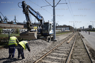 Gdansk. Jana z Kolna. Remont tramwajowego torowiska...