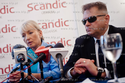 Gdansk. Hotel Scandic. Konferencja prasowa Iwony Wieczorek...