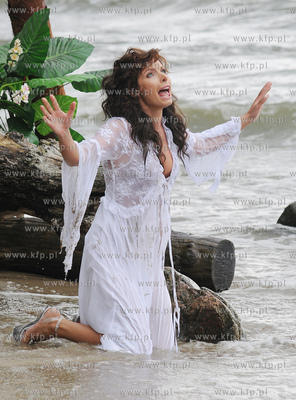 Plaza przy klifie w Gdyni Orlowie. Ekipa filmowego...