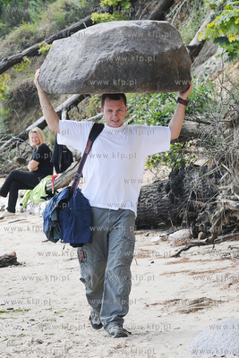 Plaza przy klifie w Gdyni Orlowie. Ekipa filmow serialu...