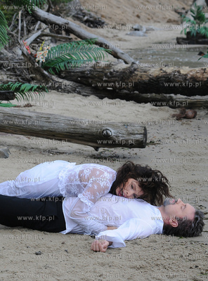 Plaza przy klifie w Gdyni Orlowie. Ekipa filmowego...