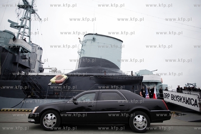 Gdynia. ORP Blyskawica. Wizyta ambasadora Stanow Zjednoczonych...