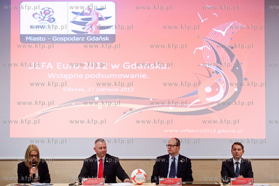 Gdansk. Stadion PGE Arena. Konferencja wladz miasta...