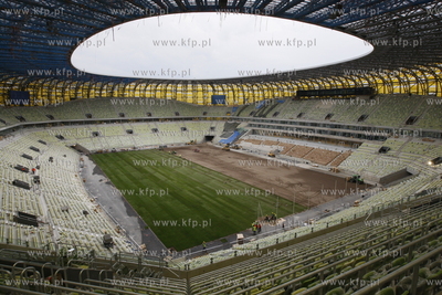 Gdansk Letnica. Budowa stadionu pilkarskiego PGE Arena....