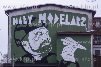 Mural Mały Modelarz, przedstawiający Ministra Obrony...