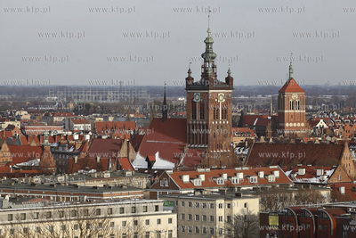 Gdansk. Widok z Gory Gradowej. Nz Kosciol sw. Katarzyny...