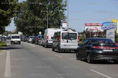 Korek na drodze Puck-Władysławowo na wjeździe do...