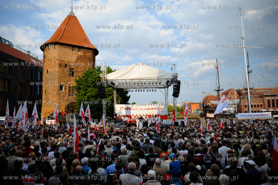 Gdansk. Targ Rybny. Wiec wyborczy Jaroslawa Kaczynskiego,...