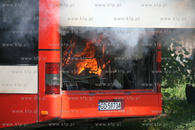Pozar autobusu ZKM Gdansk na skrzyzowaniu ul.Siennickiej...