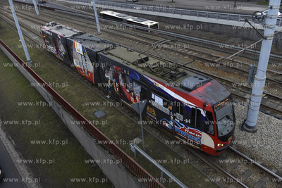 Gdańsk. Węzeł Okopowa. Tramwaj Duwag N8c Dortmund...