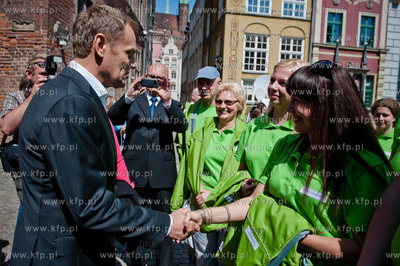 Gdansk. Ulica Dluga. Wizyta Premiera RP Donalda Tuska,...