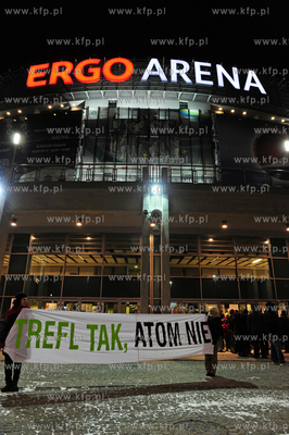 Hala Ergo Arena Sopot/Gdansk. Protest przeciwko budowie...
